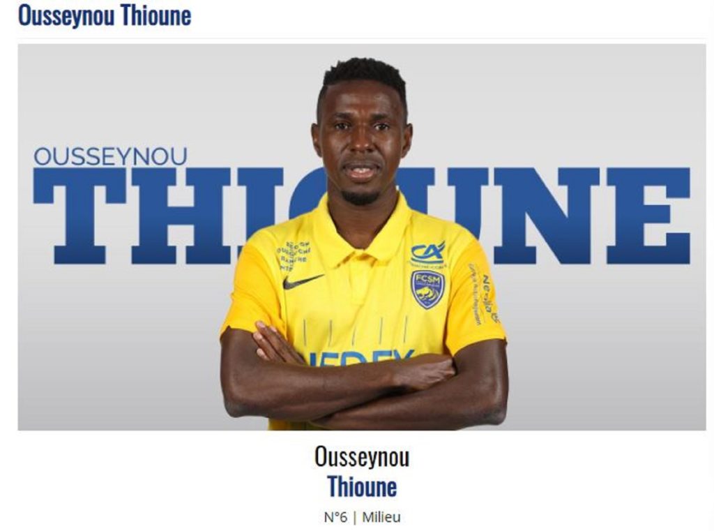 Le milieu de terrain de Sochaux Ousseynou Thioune