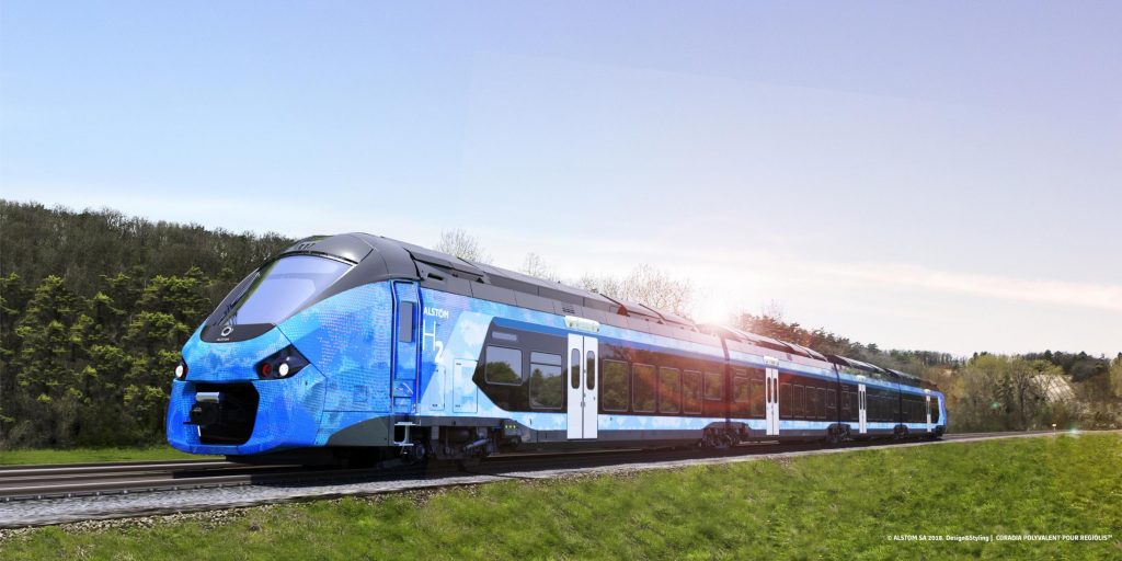 Le "Coradia Polyvalent bimode hydrogène", train à hydrogène pour les régions françaises (c) Alstom / Design & Styling