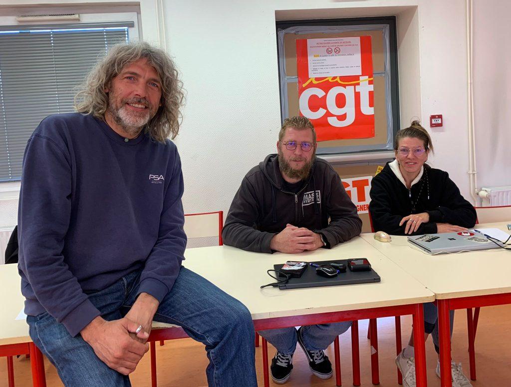 Damien Geoffroy, Jérôme et Aurore Boussard, de la CGT. | ©Le Trois - E.C. 