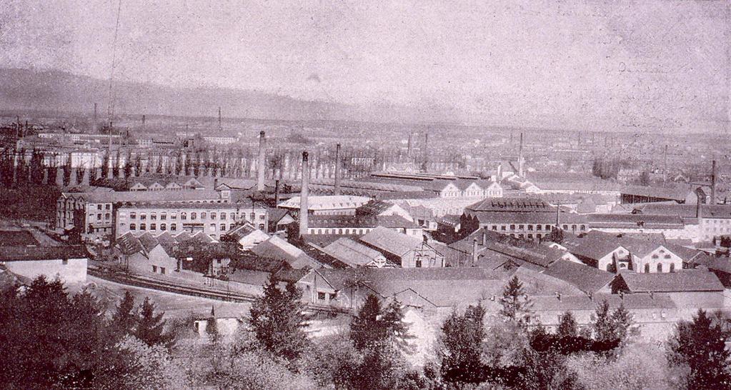 Vue générale, vers 1900, de la société alsacienne de construction mécanique (SACM), ancêtre d'Alstom, à Mulhouse. | ©Domaine public