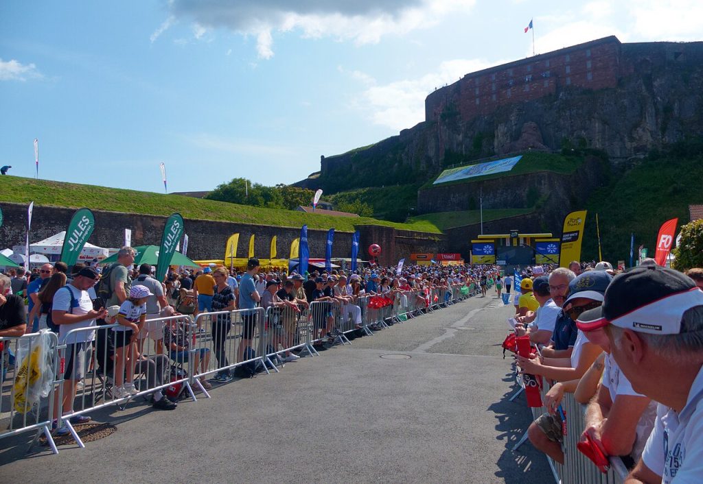 Village du Tour de France, à Belfort, pour le départ de la 20 étape, en 2023.