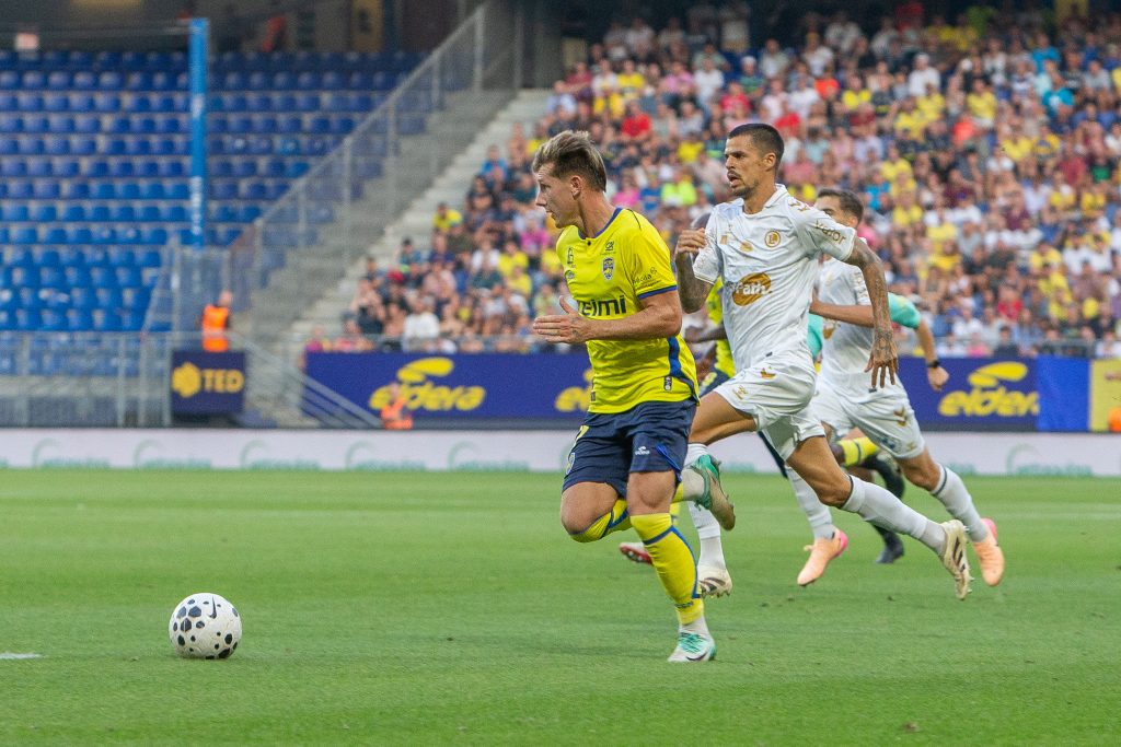 Benjamin Gomel, attaquant du FC Sochaux-Montbéliard, lors du match contre Orléans, en août 2025.