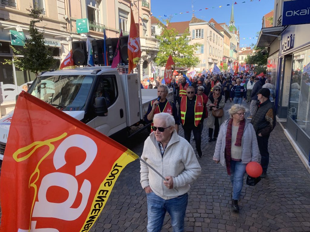Cortège de Montbéliard, lors de la manifestation intersyndicale du 2 octobre 2025.