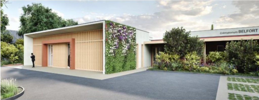 La perspective du parvis du futur crématorium de Belfort, telle que présentée aux élus dans le document du conseil municipal.